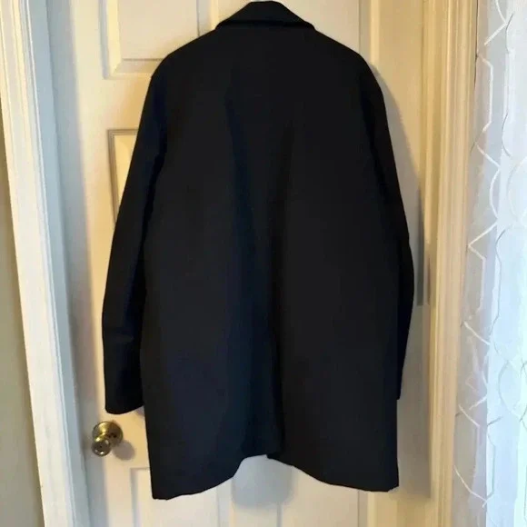 JOSEPH ABBOUD MENS BLACK TRENCH COAT JACKET SUIT OVERCOAT SIZE 46 L WINTER